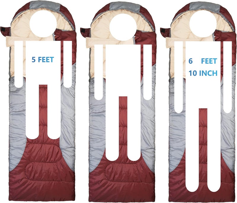 rioyalo 0 Degree Winter Sleeping Bags for Adults Camping (450GSM) - Temp Range (5F–32F) Portable Waterproof Compression Sack- Camping Sleeping Bags for Big and Tall in Env Hoodie: Backpacking Hiking 4 Season - Image 3